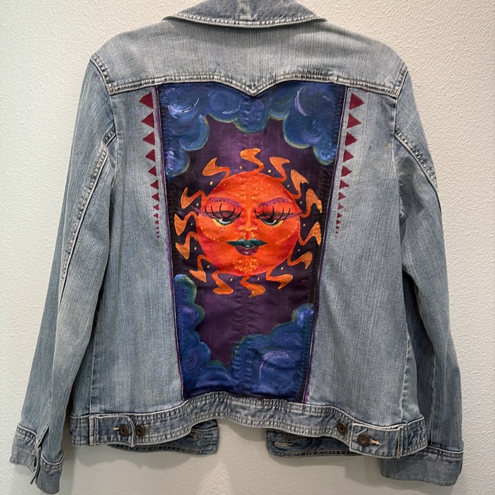 Chico’s denim jacket, hand painted